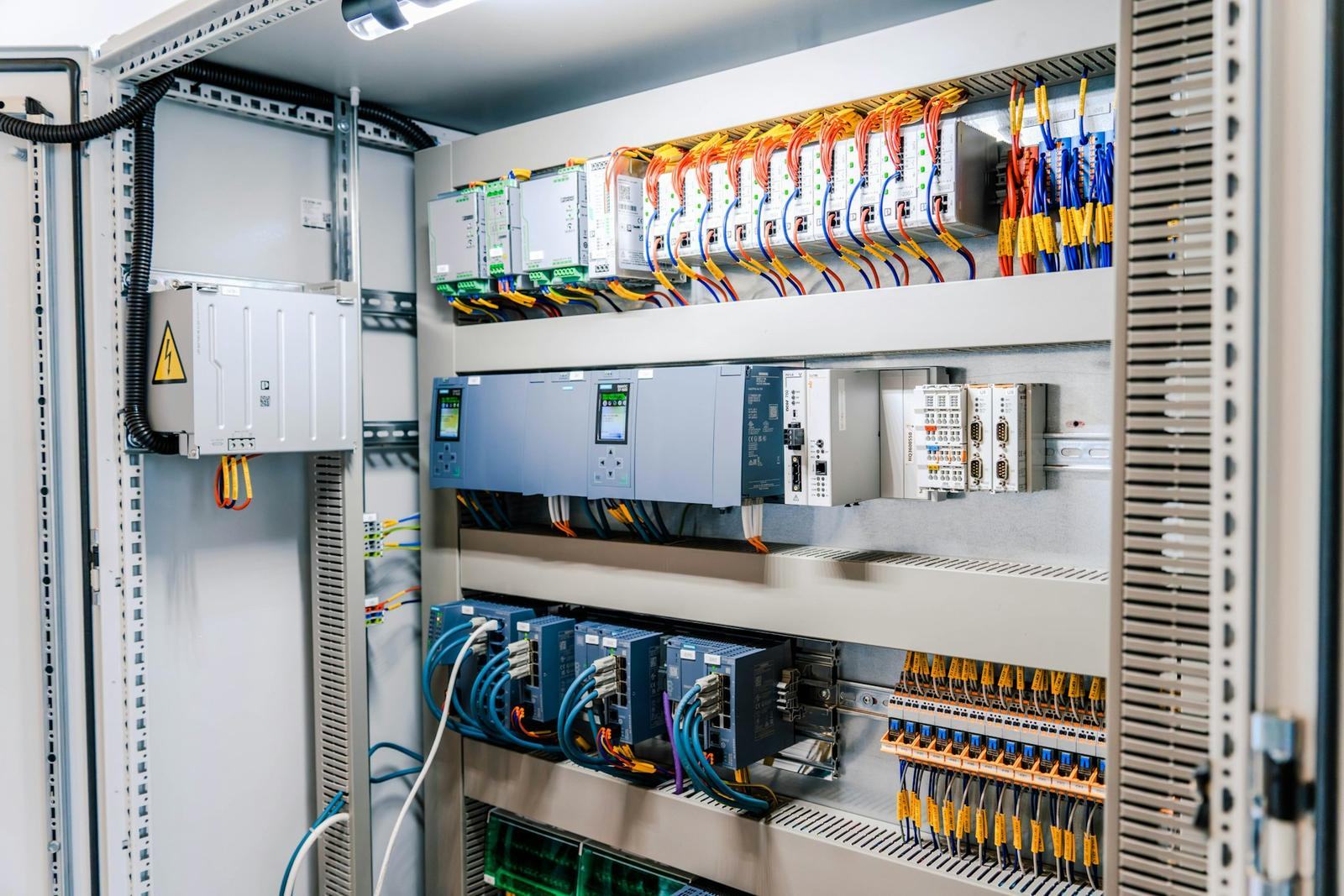 Electrical control panel with organized wiring